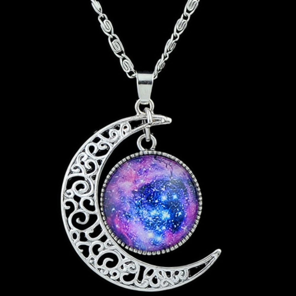 ⭐ Mystical Moon Cosmic Galaxy Necklace ⭐